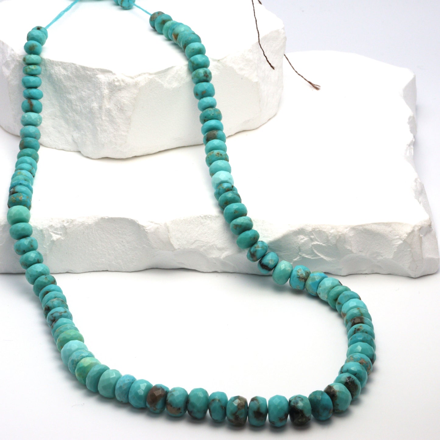 Natural Light Blue Turquoise 5mm - 7mm Faceted Rondelles Bead Strand