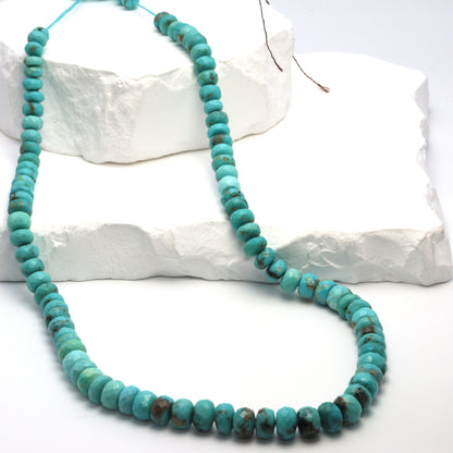 Natural Light Blue Turquoise 5mm - 7mm Faceted Rondelles Bead Strand