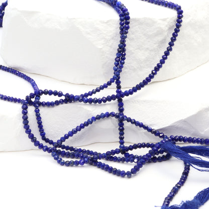 Royal Blue Lapis Lazuli 2mm Faceted Rondelles Bead Strand