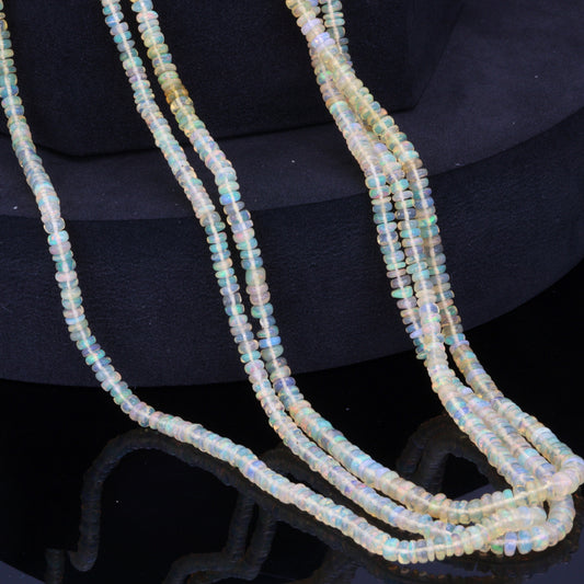 Warm White Ethiopian Opal 3.5mm Smooth Rondelles