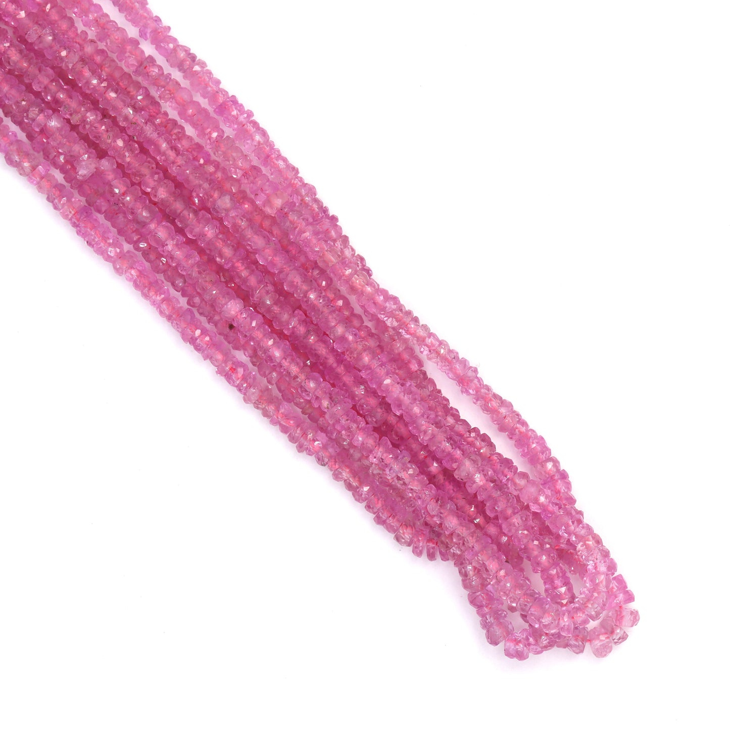 Pink Sapphire 2.5mm - 3.2mm Hand Faceted Rondelles Bead Strand