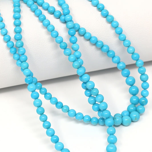 Natural Blue Turquoise 3mm – 4mm Smooth Rounds Bead Strand