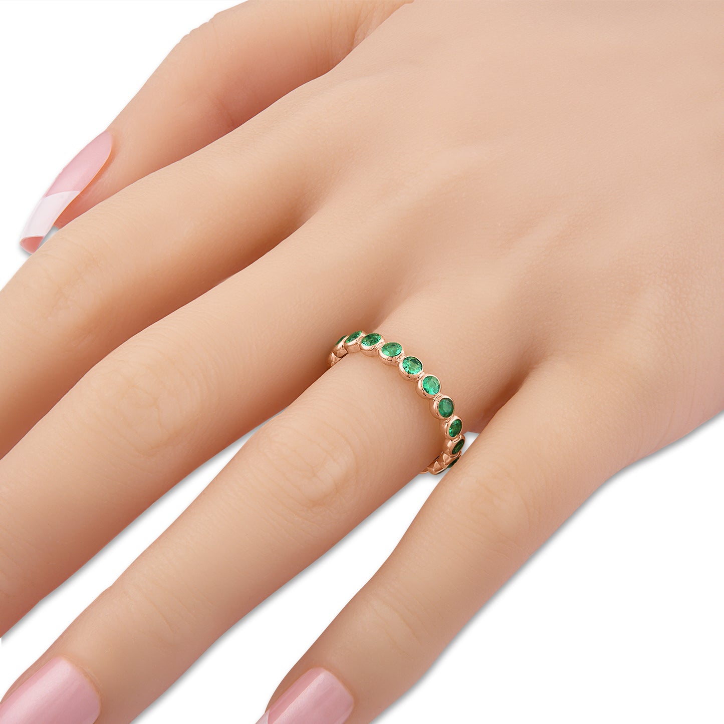 Bezel Set Emerald Eternity Band