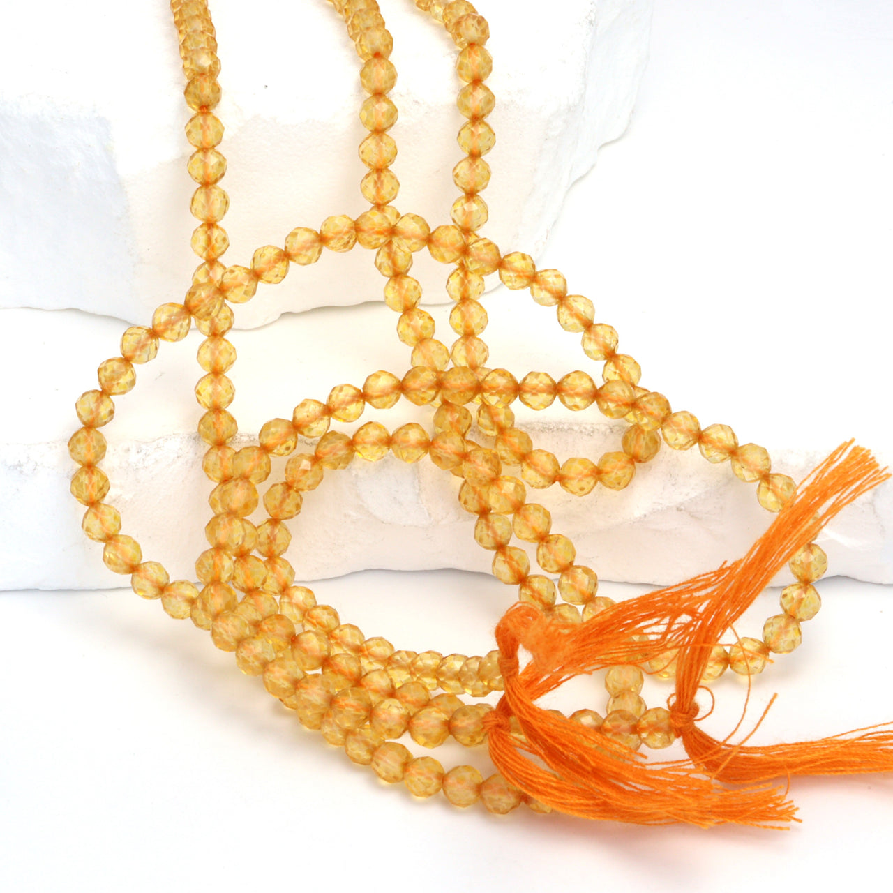 Yellow Citrine 4mm Faceted Rounds Bead Strand