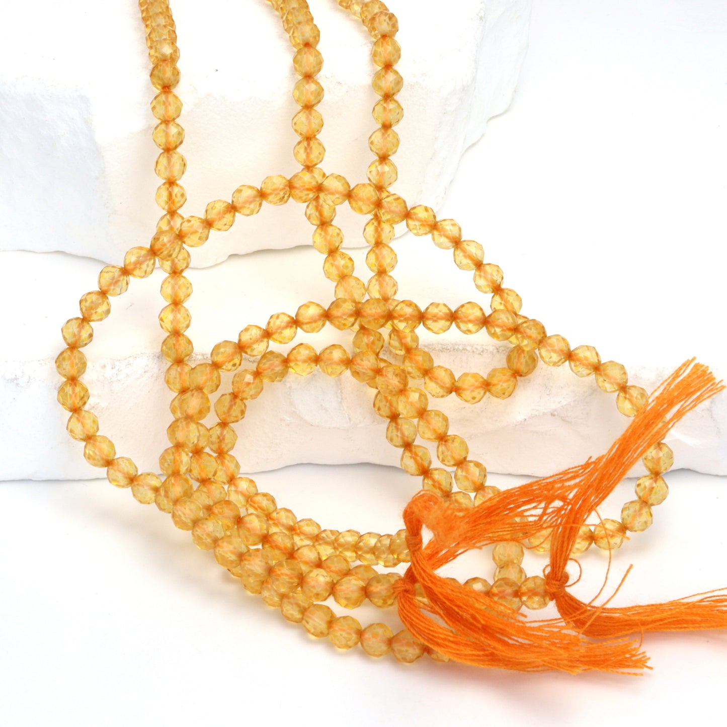 Yellow Citrine 4mm Faceted Rounds Bead Strand