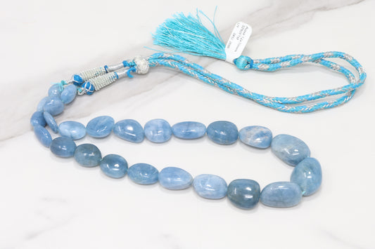Blue Milky Aquamarine 12x10mm - 20x16mm Smooth Nuggets 1 Strand Bead Necklace
