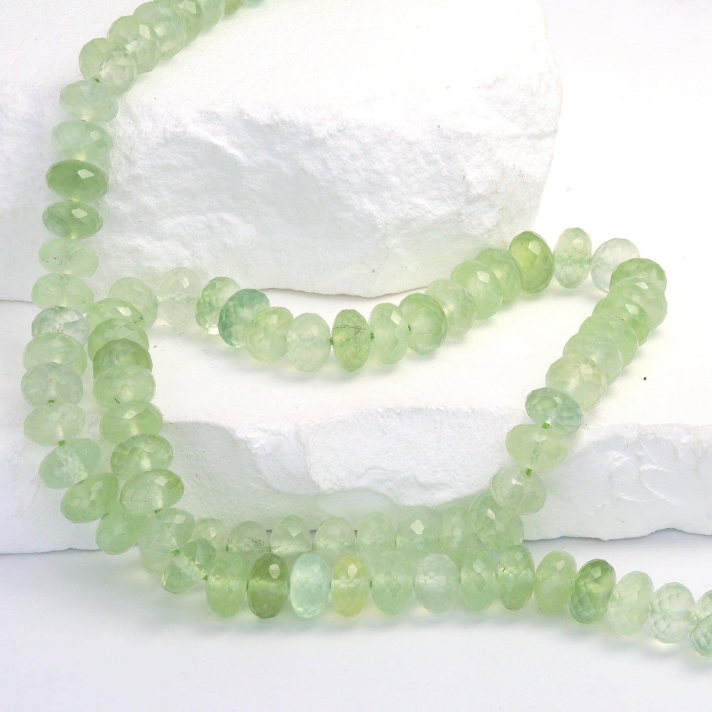 Green Prehnite 8mm Faceted Rondelles