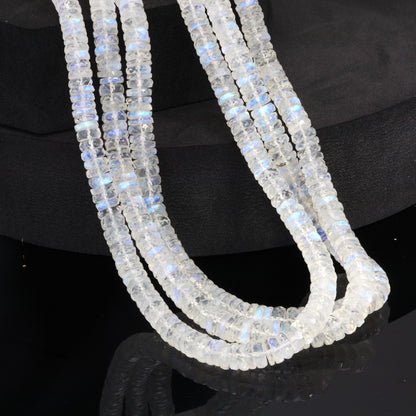 AA Blue Rainbow Moonstone 6mm Faceted Tires Bead Strand