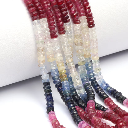 Multi Sapphire 3mm Faceted Rondelles