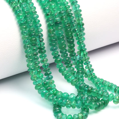 Green Emerald 3.2mm - 4.5mm Smooth Rondelles Bead Strand