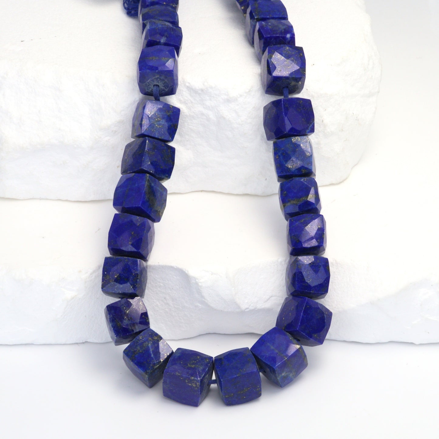 Royal Blue Lapis Lazuli 8mm Faceted Cubes Bead Strand