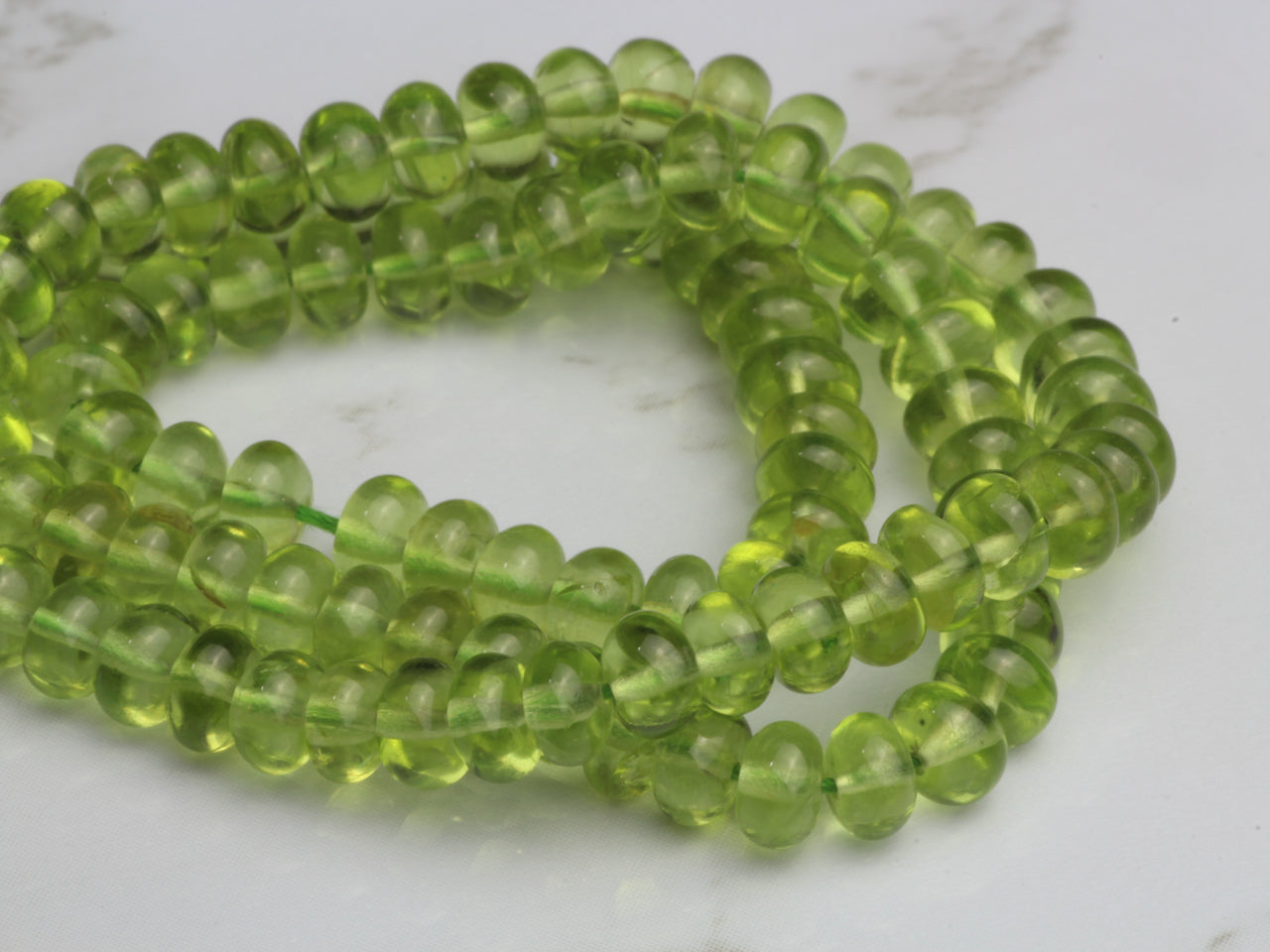 Green Peridot 4.5mm Smooth Rondelles