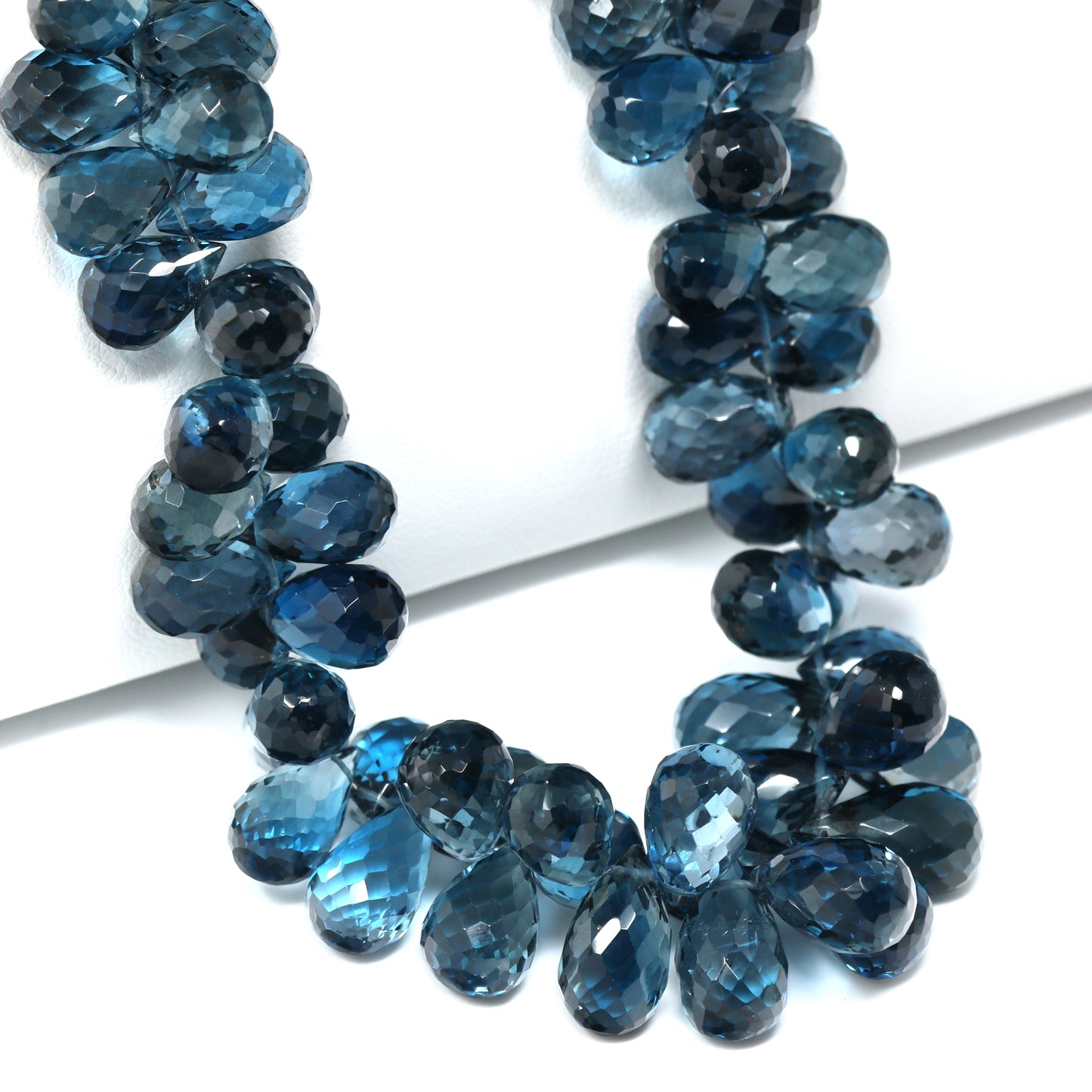London Blue Topaz 11x7mm Faceted Teardrop Briolettes Bead Strand