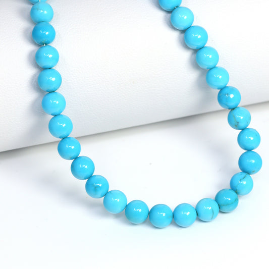 Natural Blue Turquoise 6mm Smooth Rounds Bead Strand