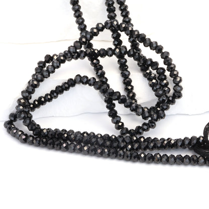 Black Spinel 4mm Faceted Rondelles Bead Strand