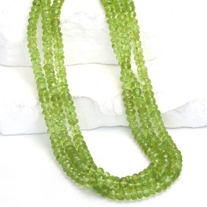 Green Peridot 5mm Faceted Rondelles Bead Strand