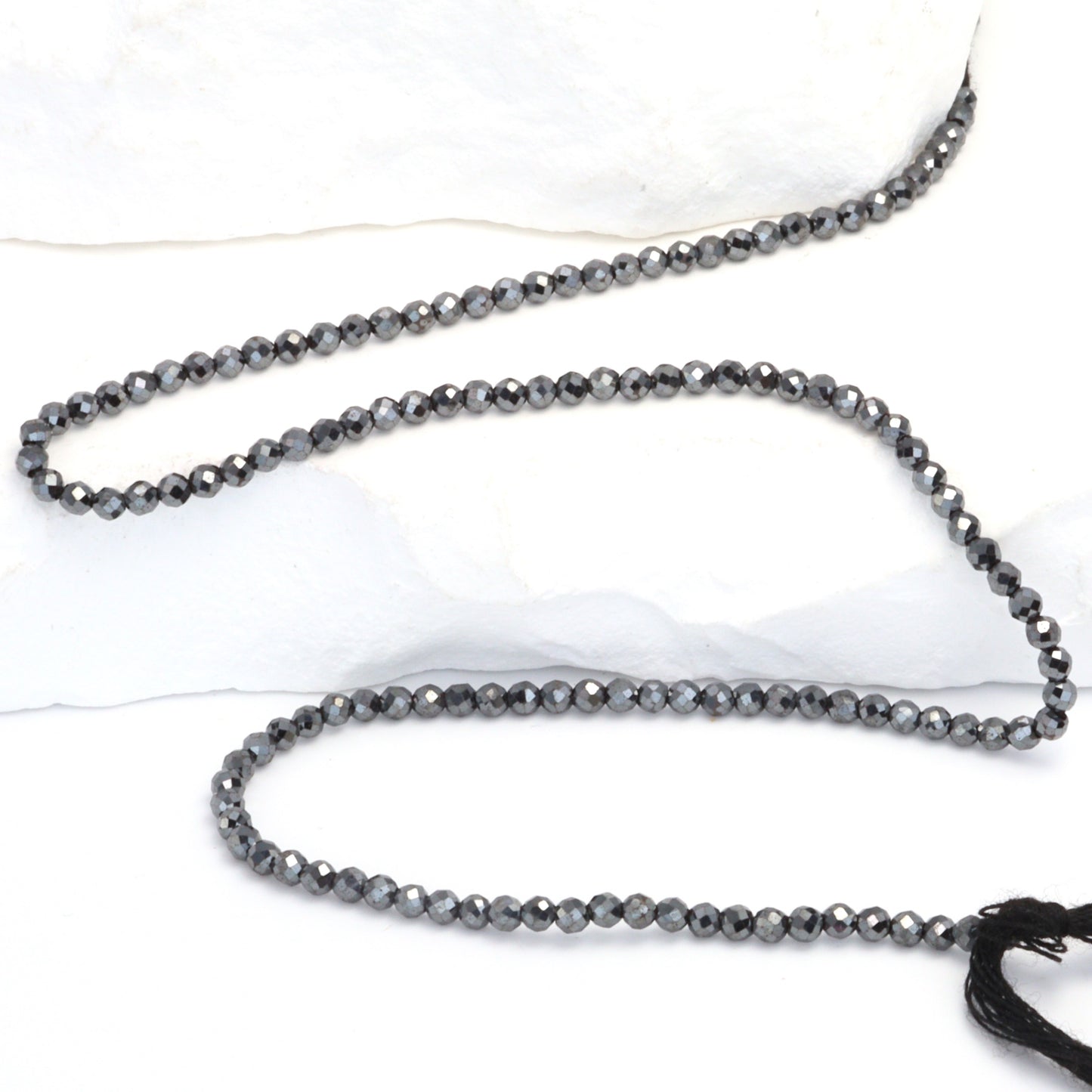 Hematite 2mm Faceted Rounds Bead Strand