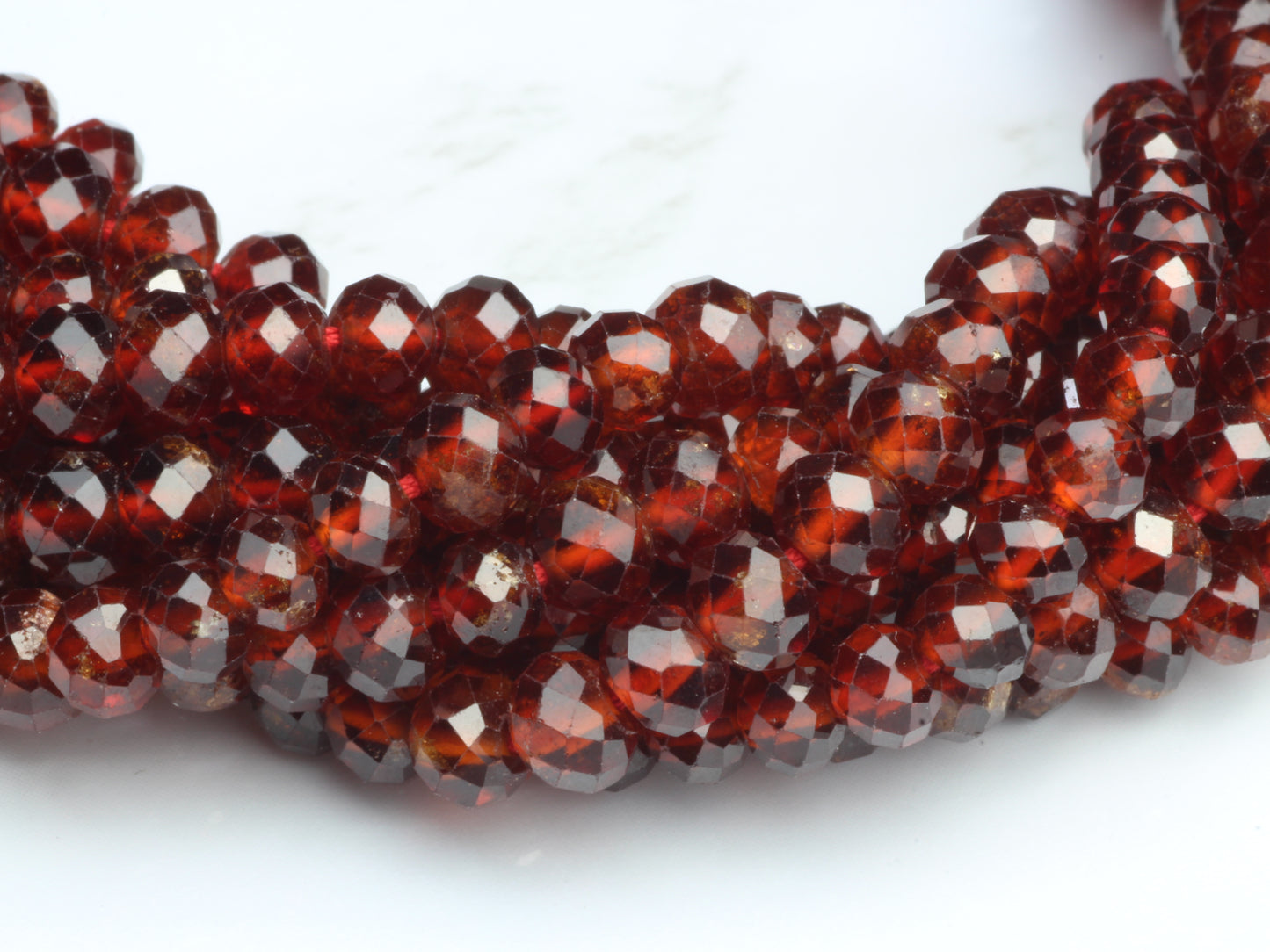 Orange Red Garnet 4.5mm Faceted Rondelles