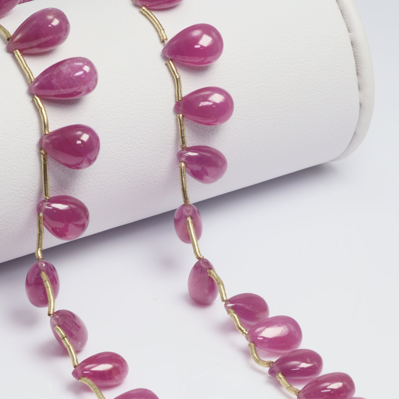 Red Ruby 8x5mm Smooth Pear Shaped Briolettes Bead Strand