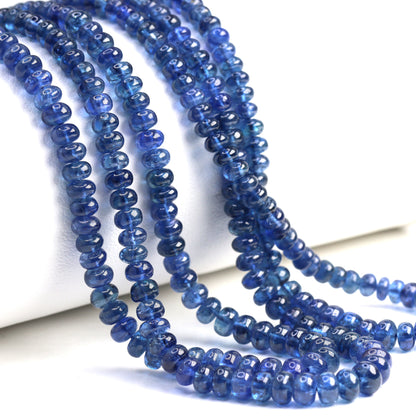 Royal Blue Sapphire 3.5mm - 4.0mm Smooth Rondelles Bead Strand