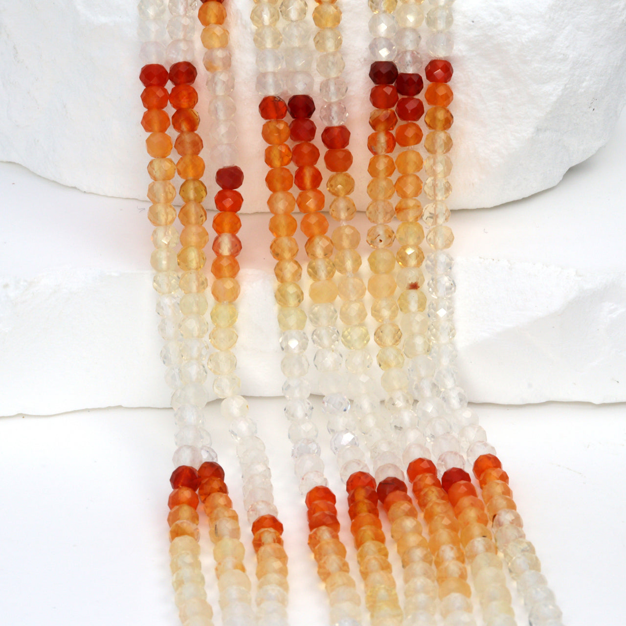 Ombre Mexican Fire Opal 3.5mm Faceted Rondelles