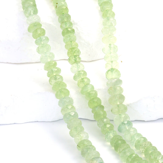 Green Prehnite 7mm Faceted Rondelles Bead Strand