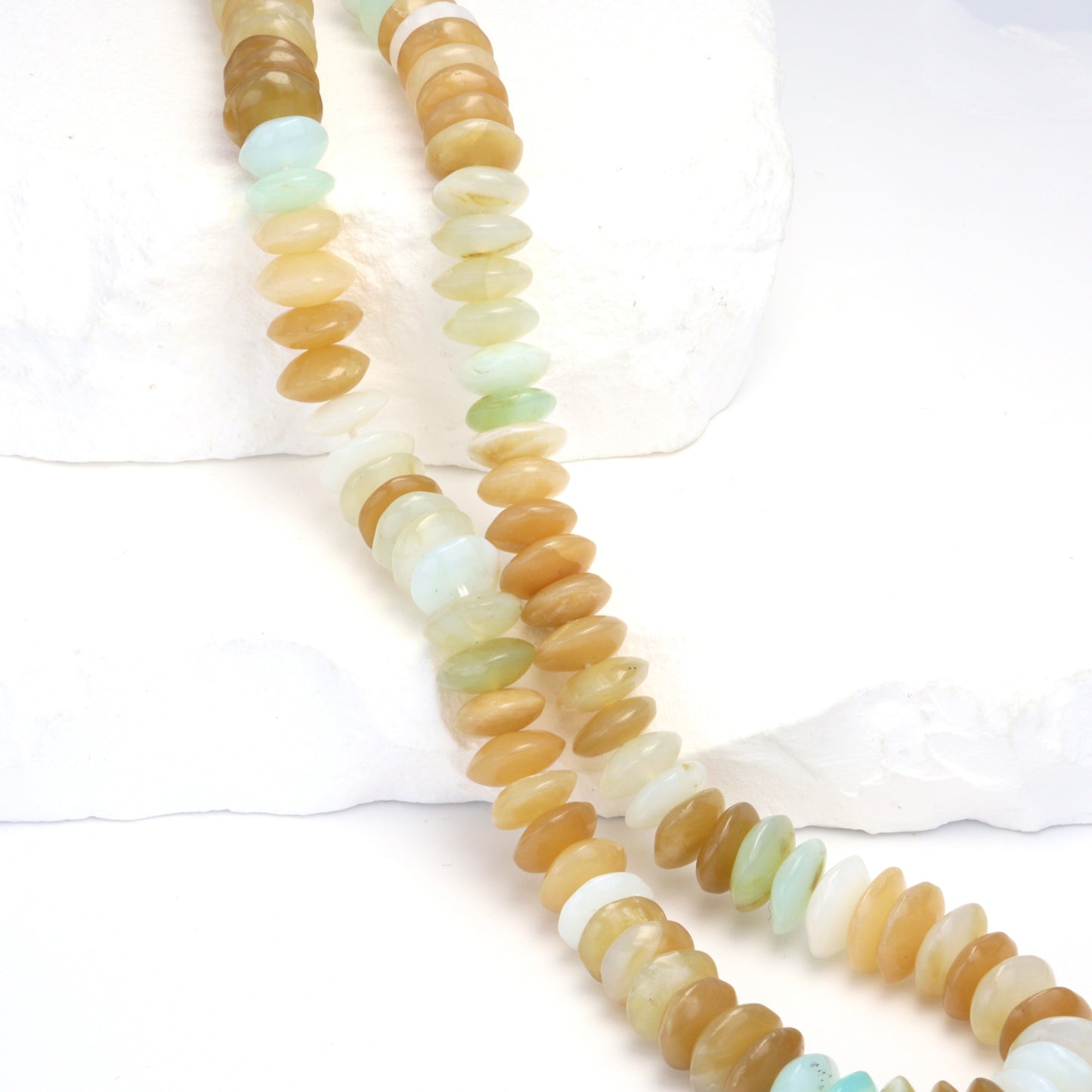 Ombre Blue Peruvian Opal 8mm German Cut Faceted Rondelles
