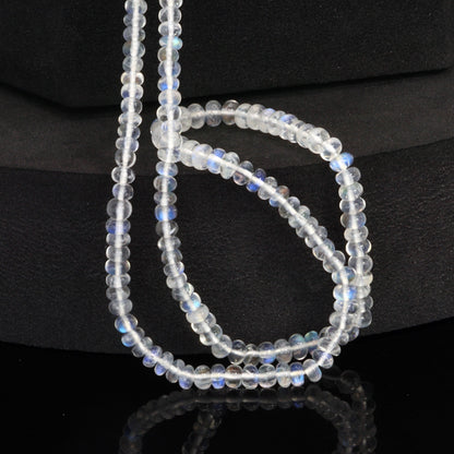 AA Blue Rainbow Moonstone 3.5mm - 4.5mm Smooth Rondelles Bead Strand