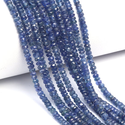 Cornflower Blue Sapphire 3mm Hand Faceted Rondelles Bead Strand