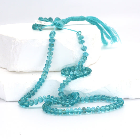 Sea Blue Apatite 5mm Smooth Rondelles Bead Strand