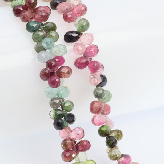 Watermelon Tourmaline 6x4mm Faceted Teardrop Briolettes