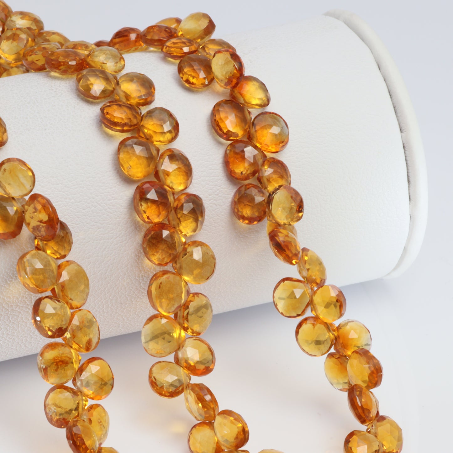 Orange Madeira Citrine 6mm Faceted Heart Shaped Briolettes