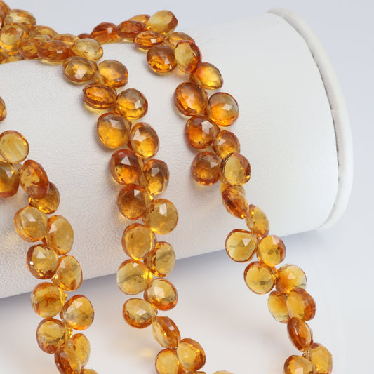 Orange Madeira Citrine 6mm Faceted Heart Shaped Briolettes