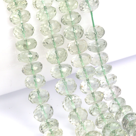 Green Amethyst 8mm Faceted Rondelles Bead Strand