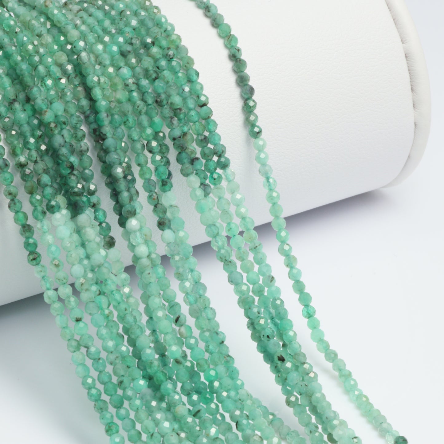 Ombre Sakoda Emerald 2mm Faceted Rounds Bead Strand