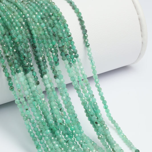 Ombre Sakoda Emerald 2mm Faceted Rounds Bead Strand