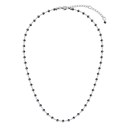18K Black Diamond Rosary Beads Necklace