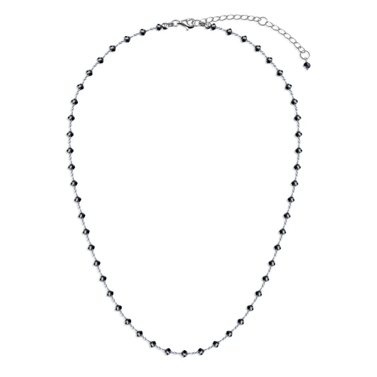18K Black Diamond Rosary Beads Necklace