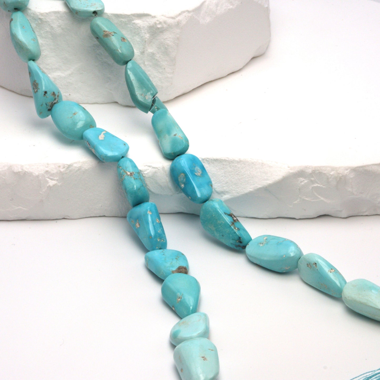 Ombre Natural Blue Turquoise 14x10mm Smooth Nuggets