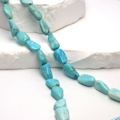 Ombre Natural Blue Turquoise 14x10mm Smooth Nuggets