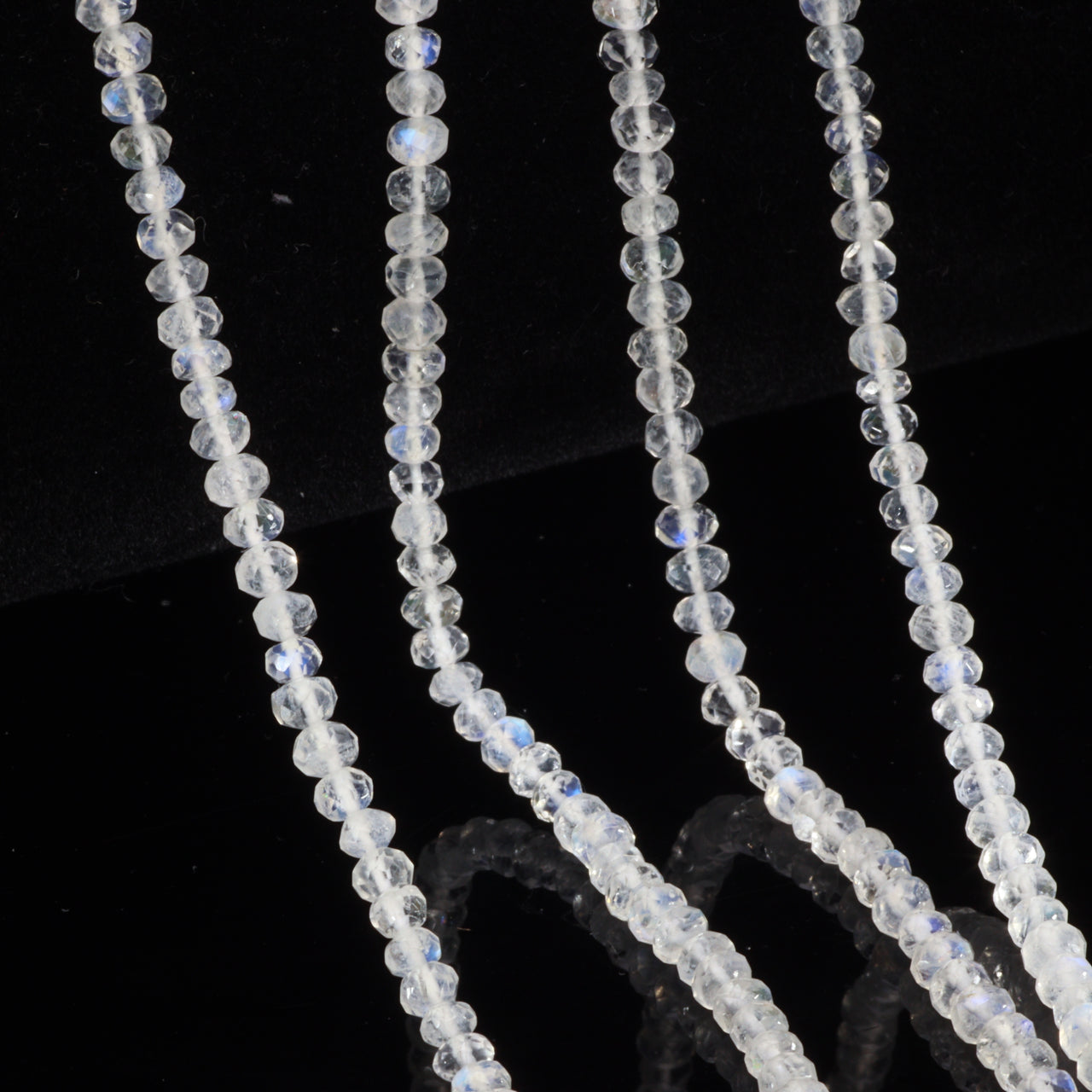 AAA Blue Rainbow Moonstone 3mm Faceted Rondelles
