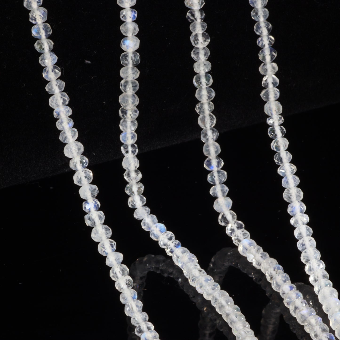 AAA Blue Rainbow Moonstone 3mm Faceted Rondelles