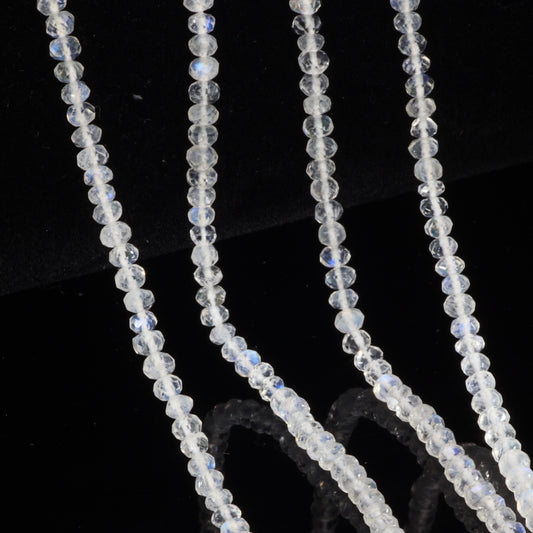 AAA Blue Rainbow Moonstone 3mm Faceted Rondelles