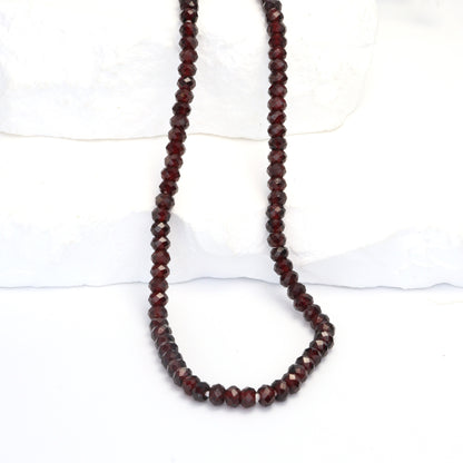 Red Garnet 4mm Faceted Rondelles Bead Strand
