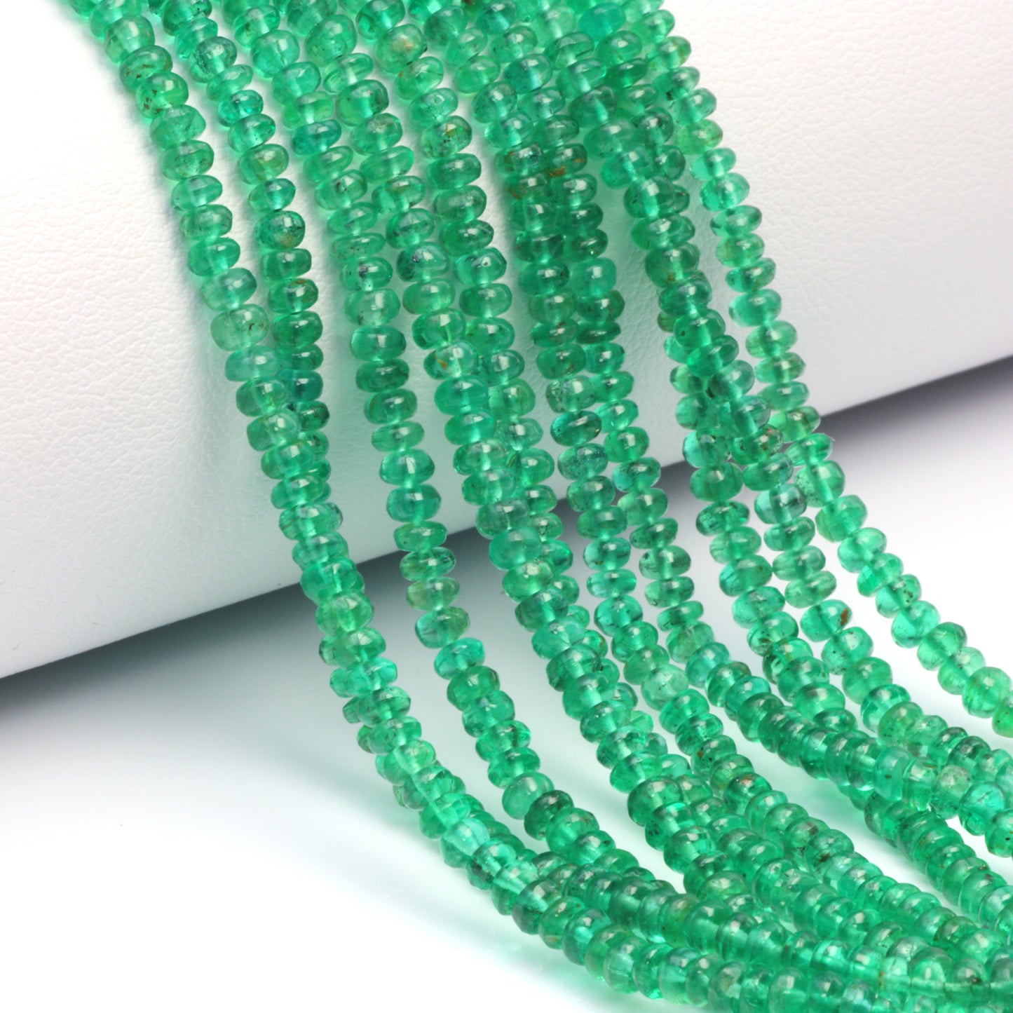 Green Emerald 2.5mm - 3.0mm Smooth Rondelles Bead Strand
