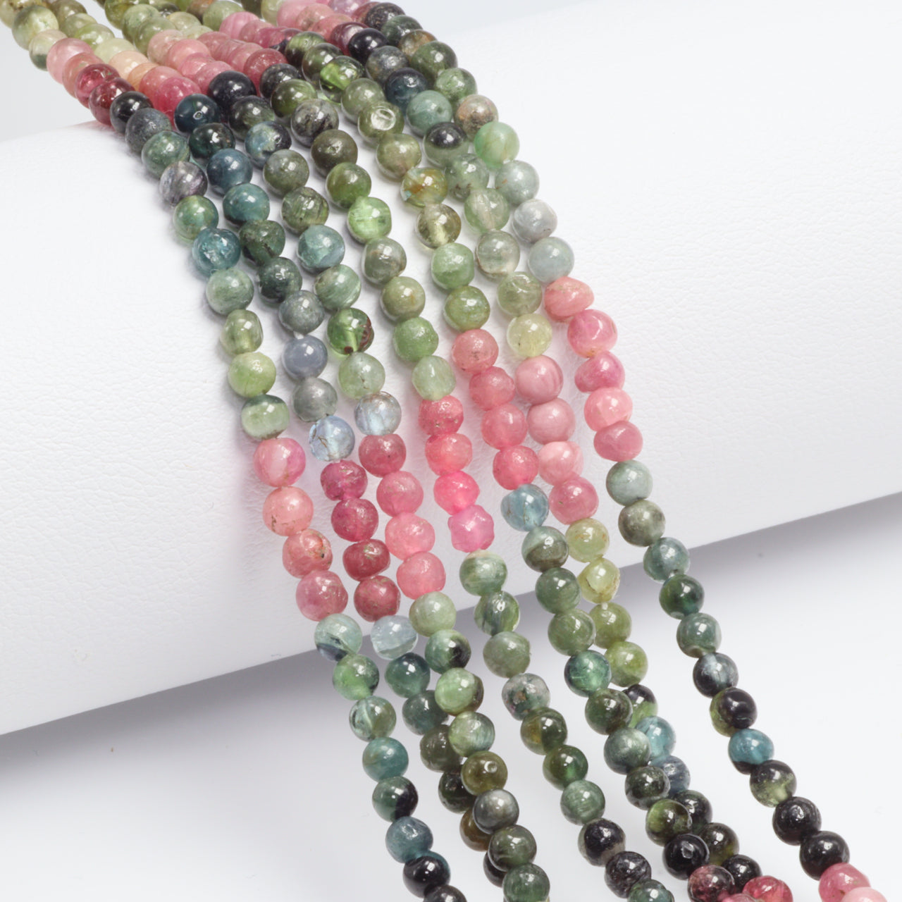 Watermelon Tourmaline 3.5mm Smooth Rounds Bead Strand