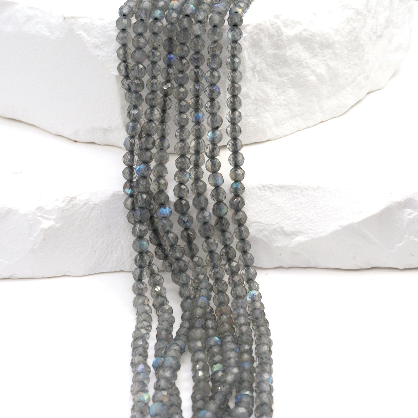 Blue Labradorite 3mm Faceted Rounds Bead Strand