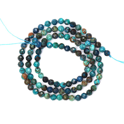 Blue Green Chrysocolla 4mm Faceted Rounds Bead Strand