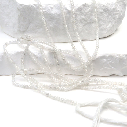 White Zircon 2mm Faceted Rondelles