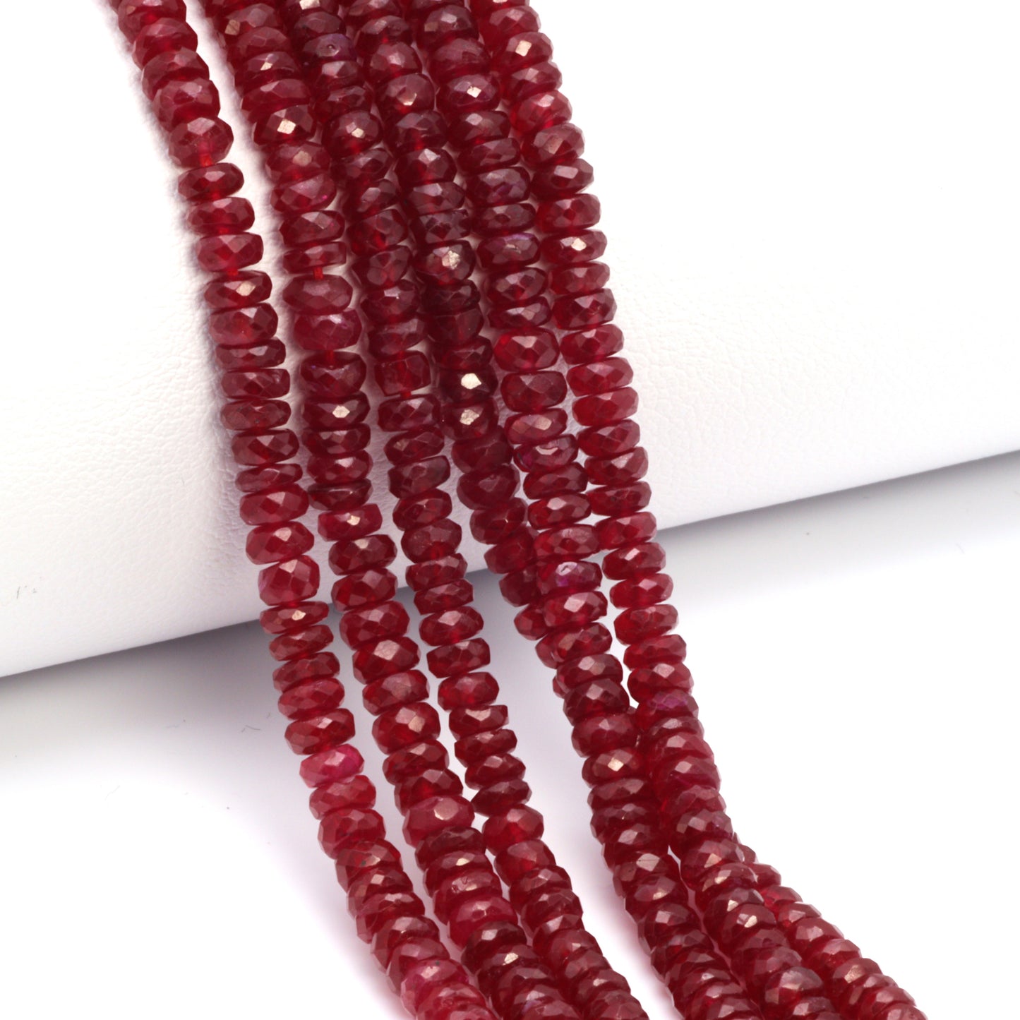 AA Red Ruby 3.5mm Hand Faceted Rondelles Bead Strand